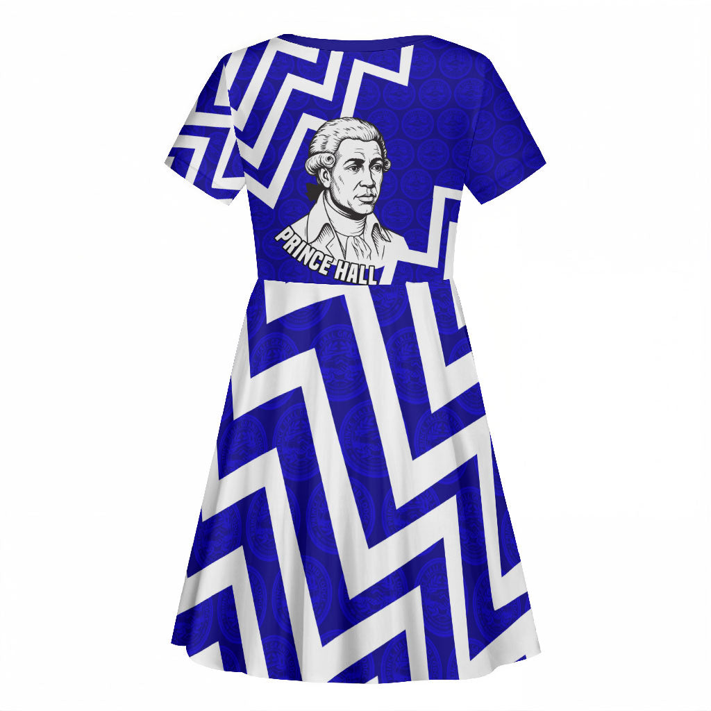 Prince Hall Grand Lodge Kid Short Sleeve Dress Founder Portrait Geometric Brotherhood