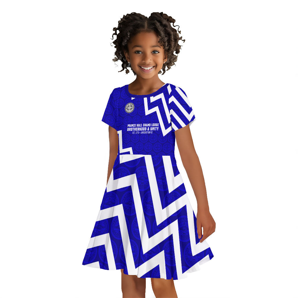 Prince Hall Grand Lodge Kid Short Sleeve Dress Founder Portrait Geometric Brotherhood