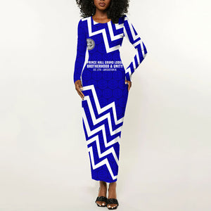 Prince Hall Grand Lodge Long Sleeve Bodycon Dress Founder Portrait Geometric Brotherhood