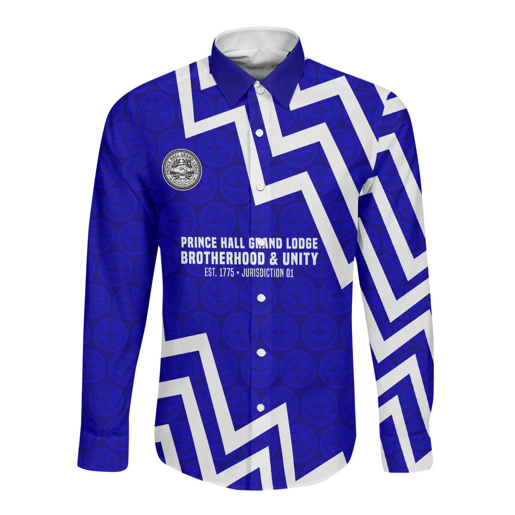 Prince Hall Grand Lodge Long Sleeve Button Shirt Founder Portrait Geometric Brotherhood