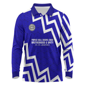 Prince Hall Grand Lodge Long Sleeve Polo Shirt Founder Portrait Geometric Brotherhood