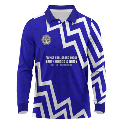Prince Hall Grand Lodge Long Sleeve Polo Shirt Founder Portrait Geometric Brotherhood
