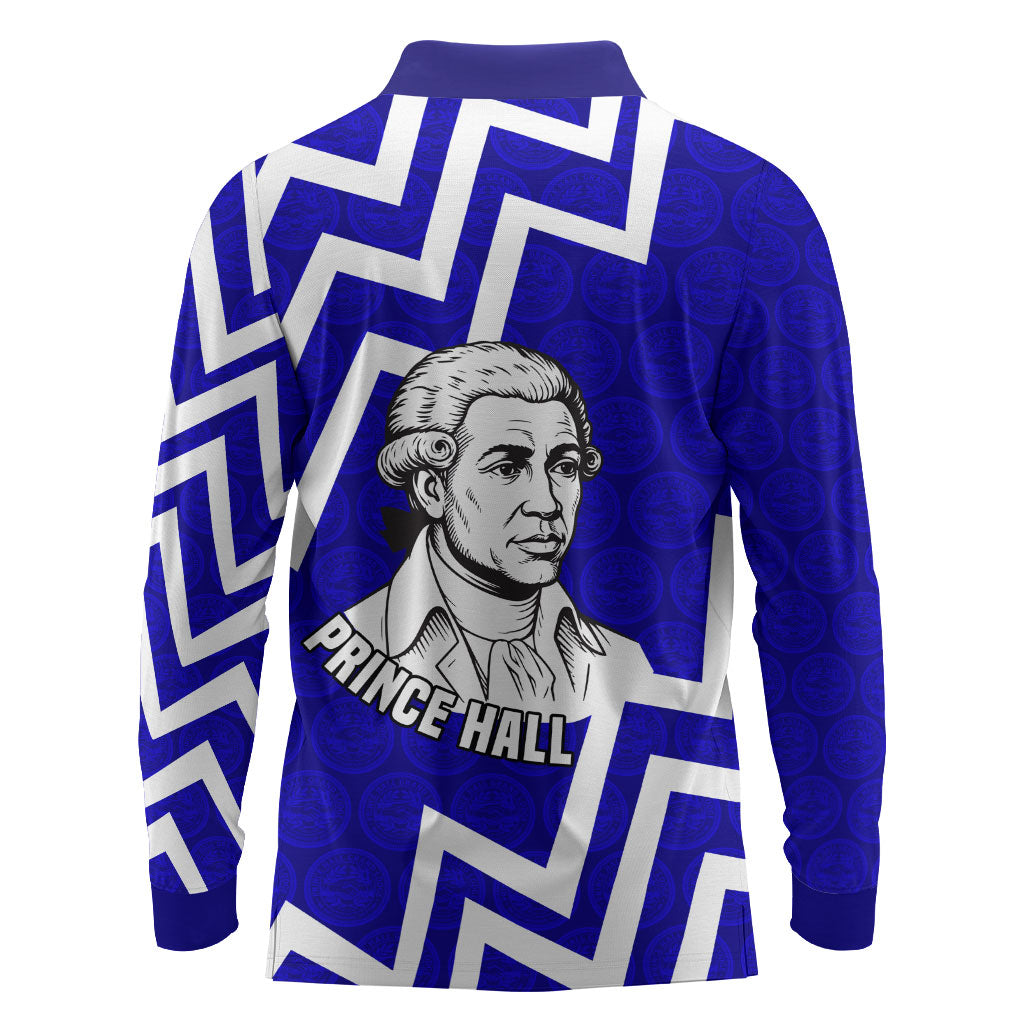 Prince Hall Grand Lodge Long Sleeve Polo Shirt Founder Portrait Geometric Brotherhood