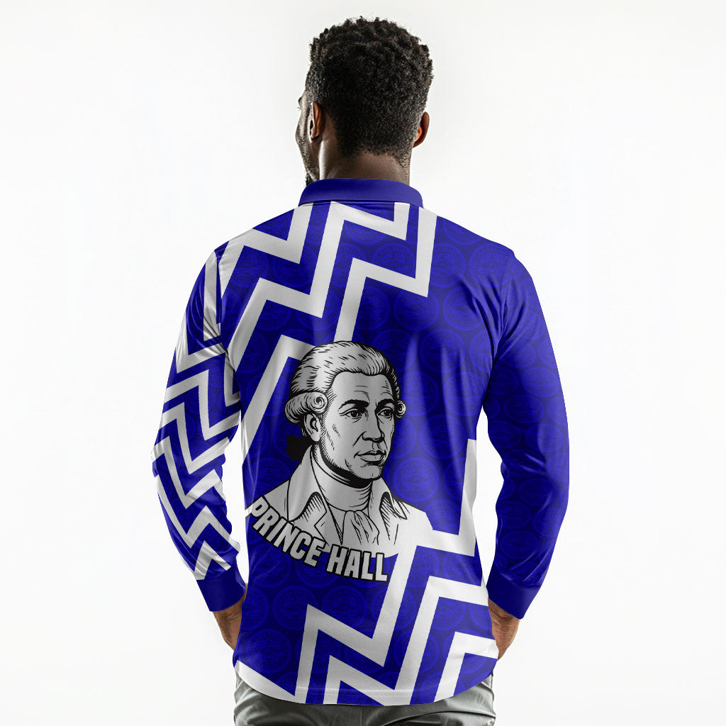 Prince Hall Grand Lodge Long Sleeve Polo Shirt Founder Portrait Geometric Brotherhood