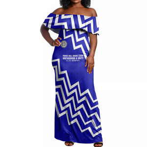 Prince Hall Grand Lodge Off Shoulder Maxi Dress Founder Portrait Geometric Brotherhood