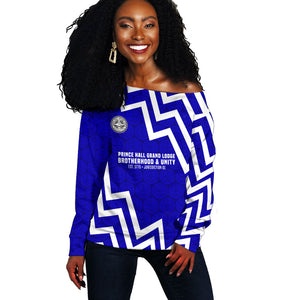 Prince Hall Grand Lodge Off Shoulder Sweater Founder Portrait Geometric Brotherhood