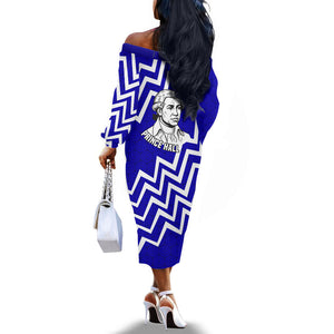 Prince Hall Grand Lodge Off The Shoulder Long Sleeve Dress Founder Portrait Geometric Brotherhood