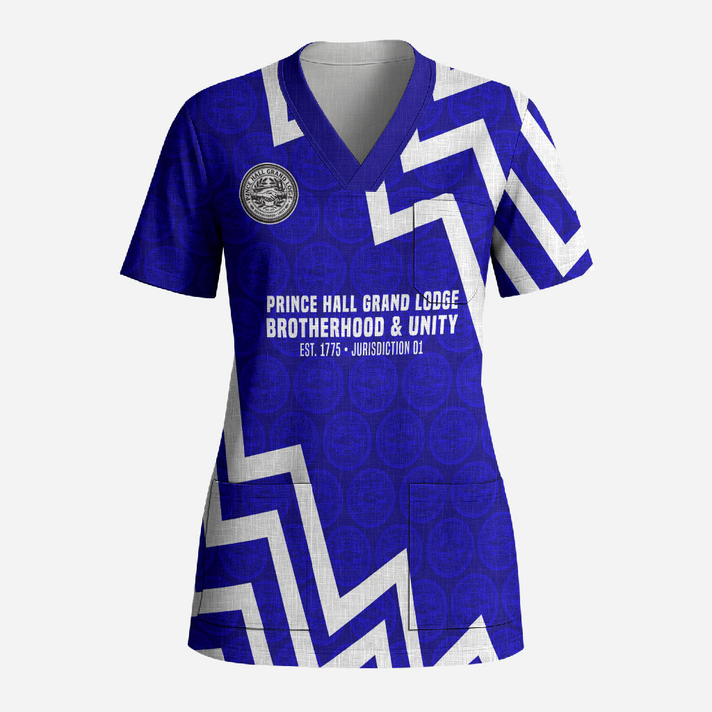 Prince Hall Grand Lodge Scrub Top Founder Portrait Geometric Brotherhood