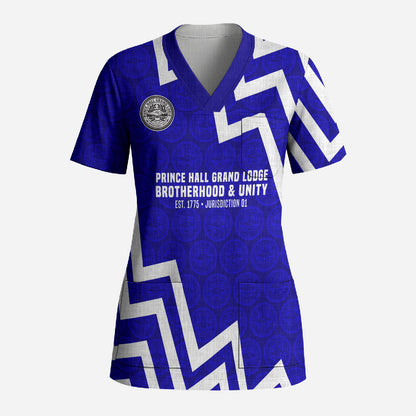 Prince Hall Grand Lodge Scrub Top Founder Portrait Geometric Brotherhood