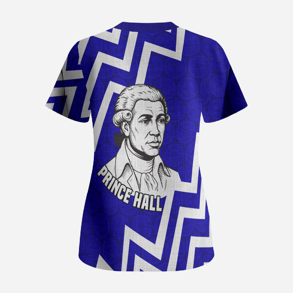 Prince Hall Grand Lodge Scrub Top Founder Portrait Geometric Brotherhood