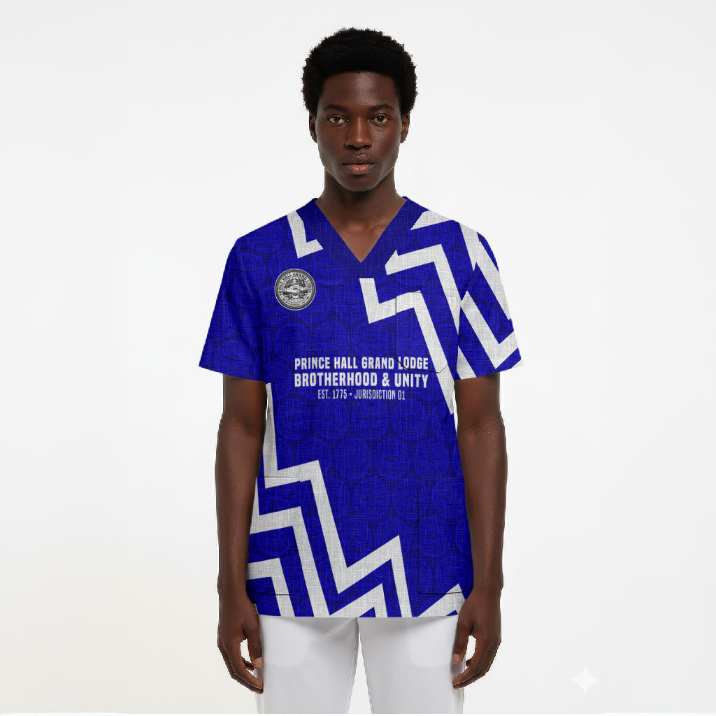 Prince Hall Grand Lodge Scrub Top Founder Portrait Geometric Brotherhood
