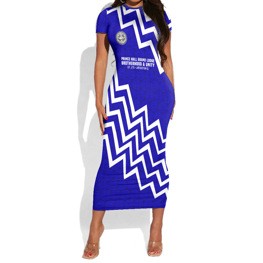 Prince Hall Grand Lodge Short Sleeve Bodycon Dress Founder Portrait Geometric Brotherhood