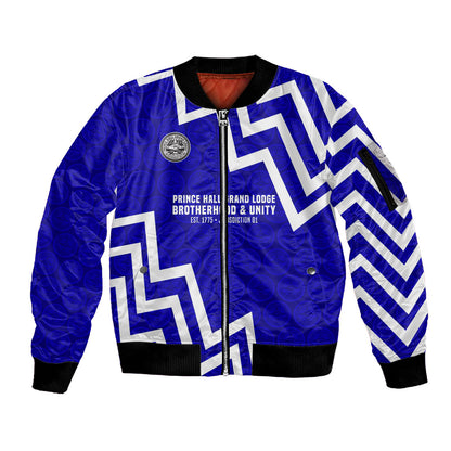 Prince Hall Grand Lodge Sleeve Zip Bomber Jacket Founder Portrait Geometric Brotherhood
