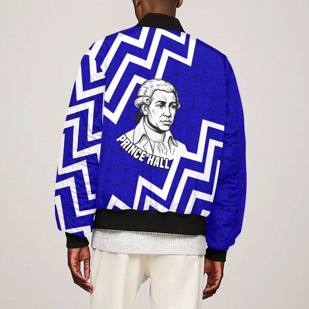 Prince Hall Grand Lodge Sleeve Zip Bomber Jacket Founder Portrait Geometric Brotherhood