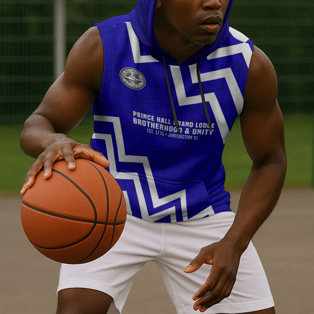 Prince Hall Grand Lodge Sleeveless Hoodie Founder Portrait Geometric Brotherhood