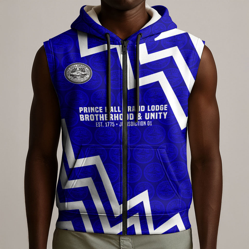 Prince Hall Grand Lodge Sleeveless Zip Hoodie Founder Portrait Geometric Brotherhood