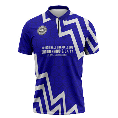 Prince Hall Grand Lodge Zipper Polo Shirt Founder Portrait Geometric Brotherhood