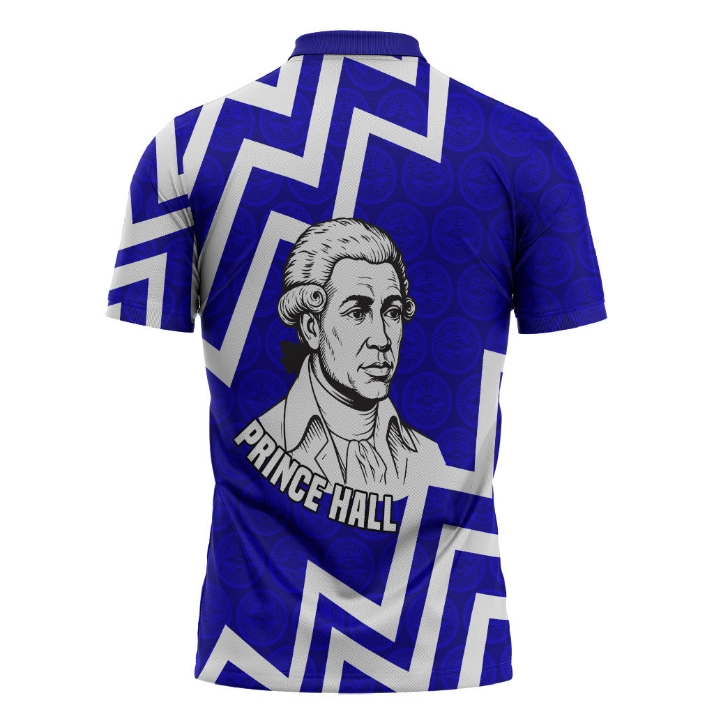 Prince Hall Grand Lodge Zipper Polo Shirt Founder Portrait Geometric Brotherhood