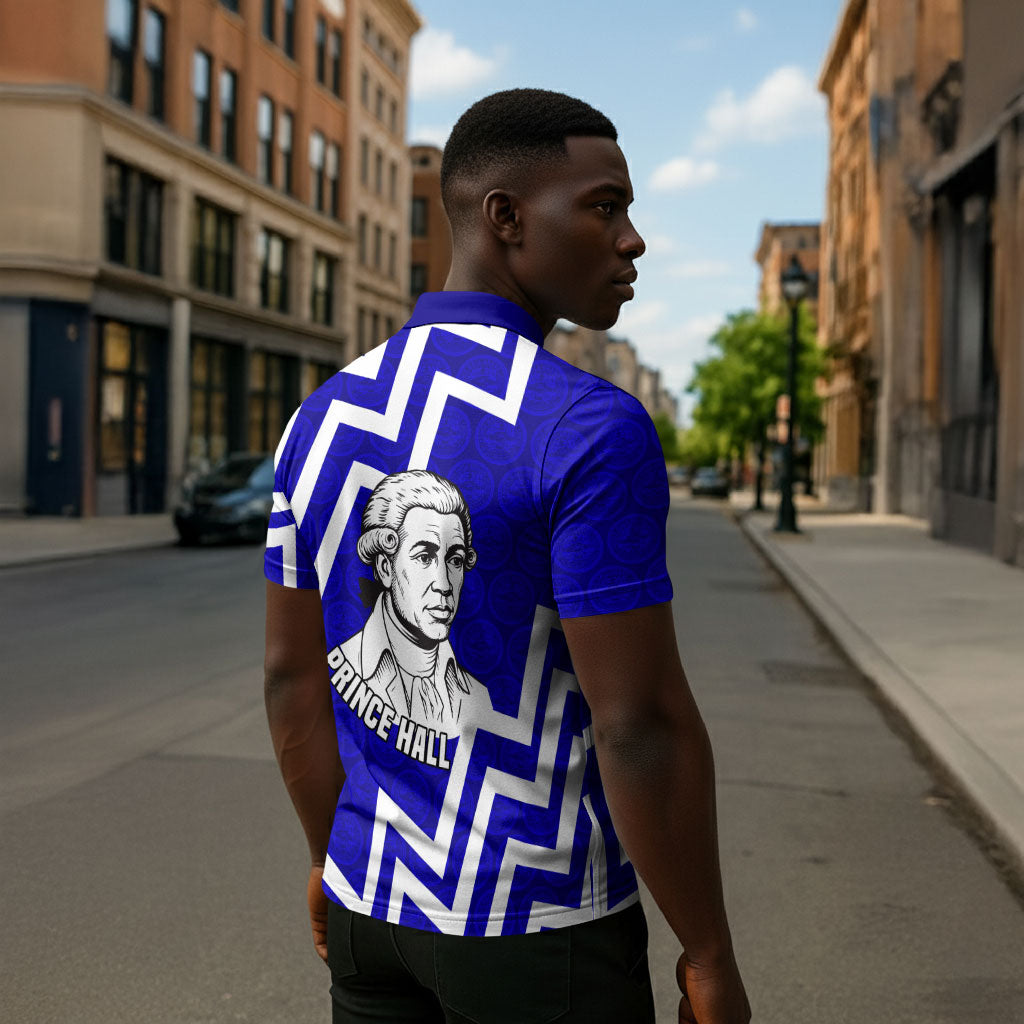 Prince Hall Grand Lodge Zipper Polo Shirt Founder Portrait Geometric Brotherhood