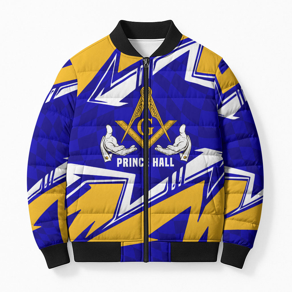 Prince Hall Freemasonry Bomber Puffer Jacket Square and Compasses Masonic Brothers