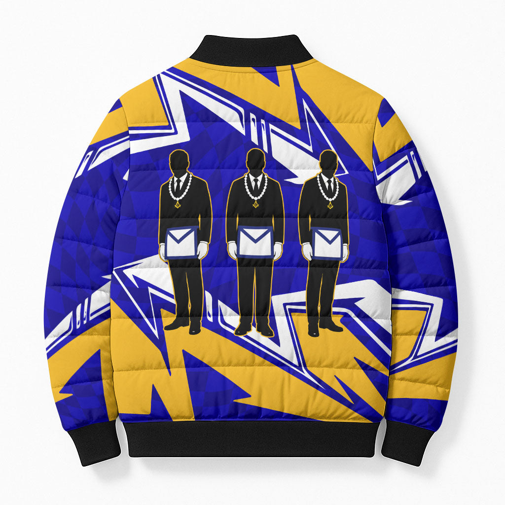 Prince Hall Freemasonry Bomber Puffer Jacket Square and Compasses Masonic Brothers