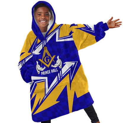 Prince Hall Freemasonry Kid Wearable Blanket Hoodie Square and Compasses Masonic Brothers