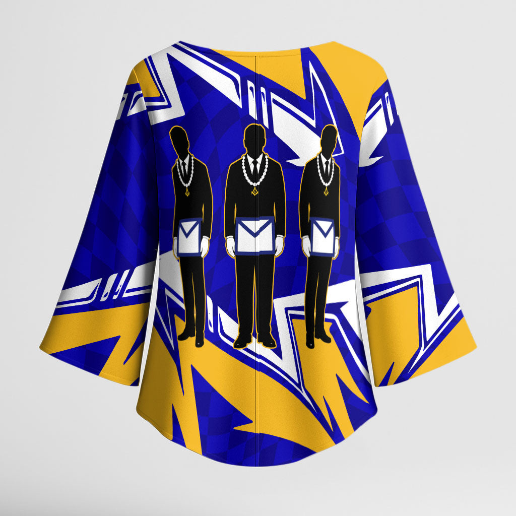 Prince Hall Freemasonry Kimono Sleeve Blouse Square and Compasses Masonic Brothers
