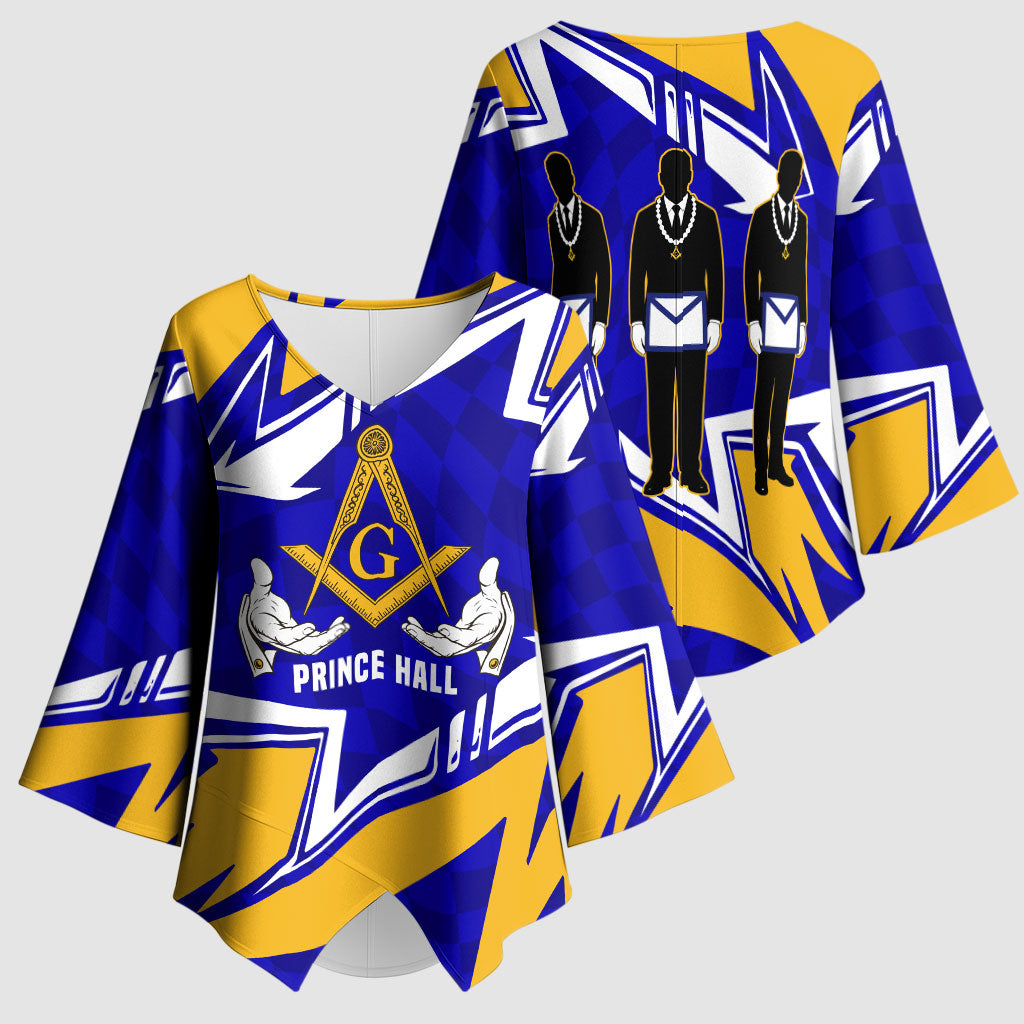 Prince Hall Freemasonry Kimono Sleeve Blouse Square and Compasses Masonic Brothers