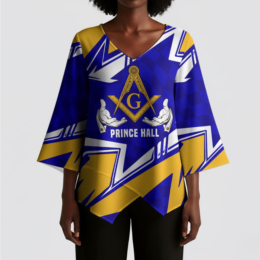 Prince Hall Freemasonry Kimono Sleeve Blouse Square and Compasses Masonic Brothers