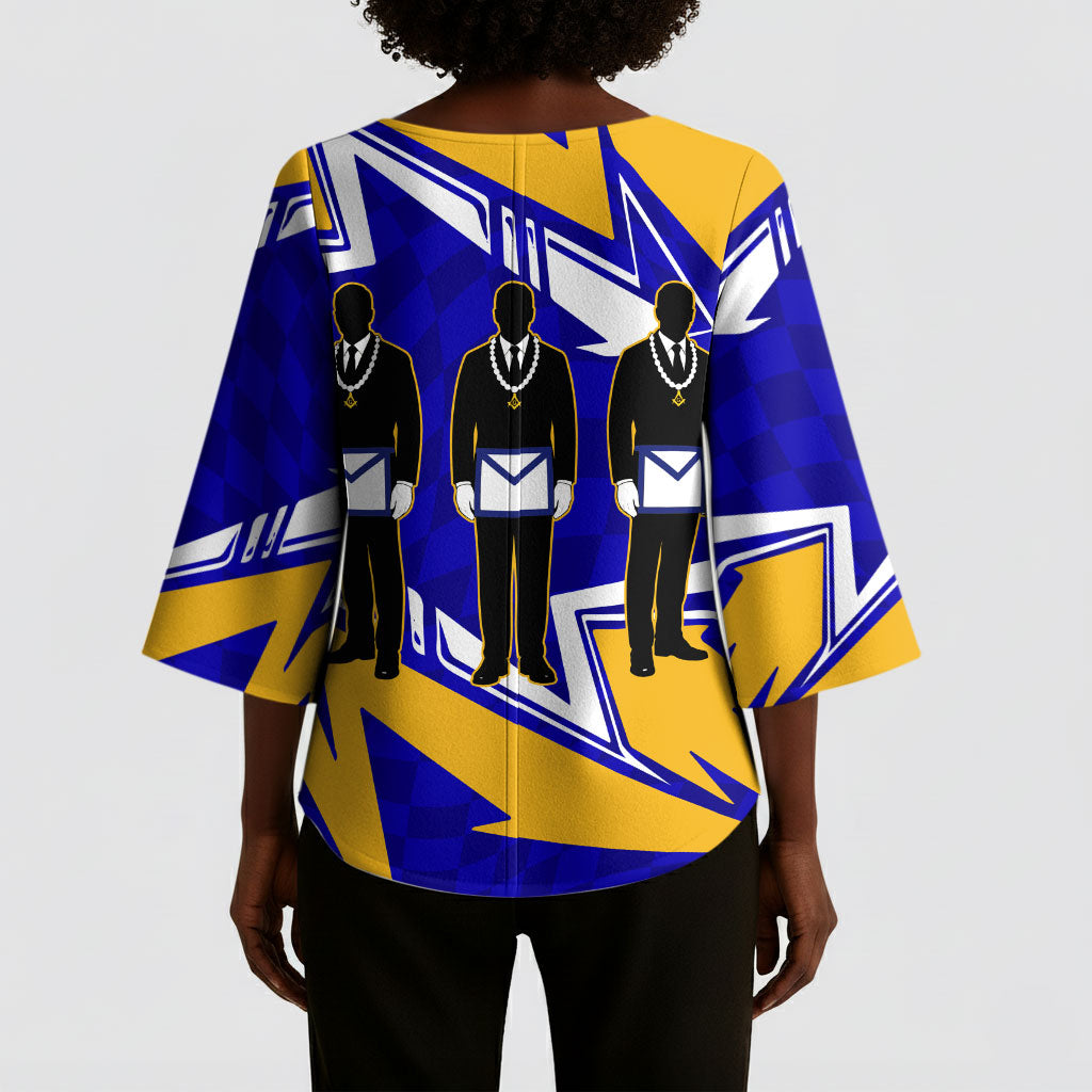 Prince Hall Freemasonry Kimono Sleeve Blouse Square and Compasses Masonic Brothers