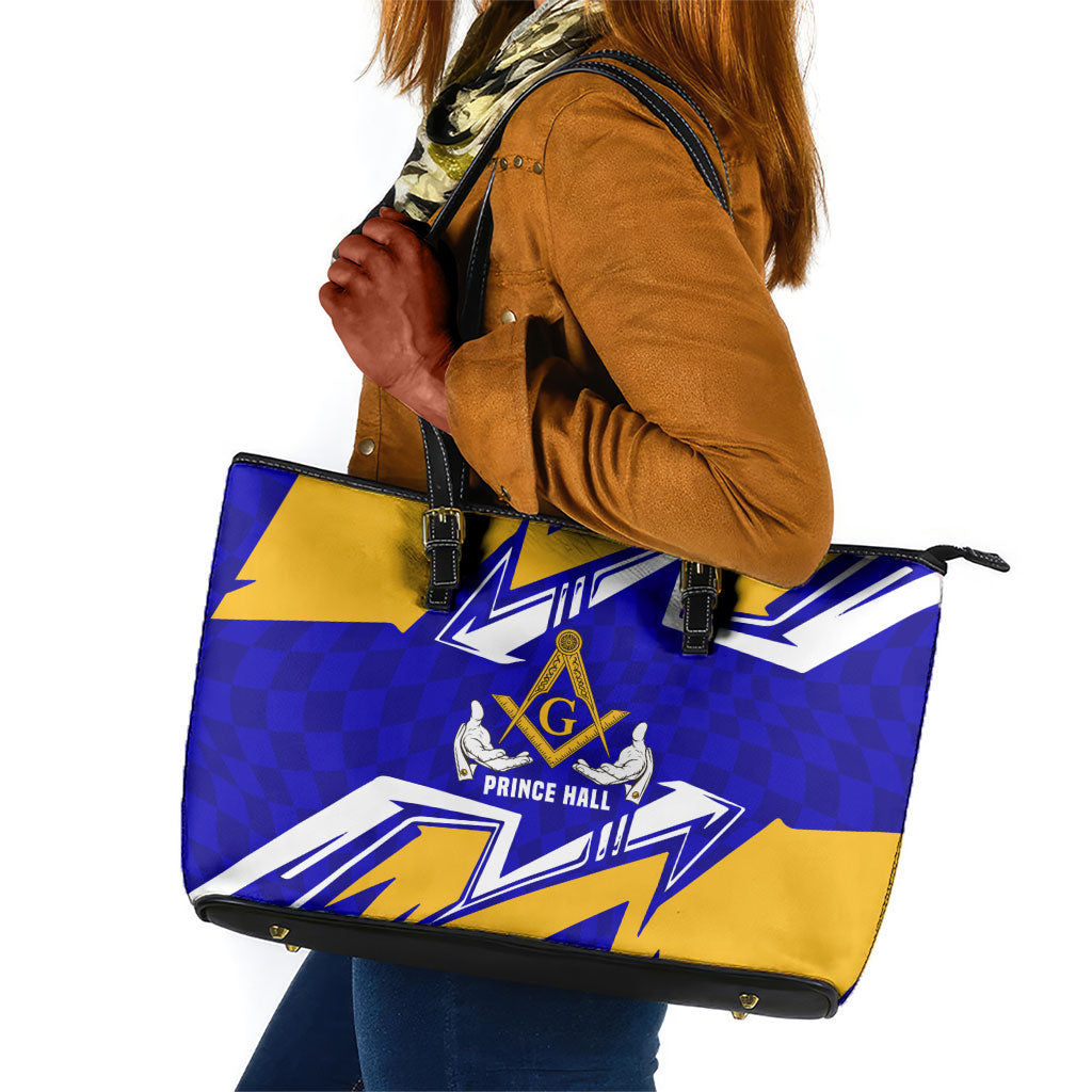 Prince Hall Freemasonry Leather Tote Bag Square and Compasses Masonic Brothers