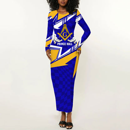 Prince Hall Freemasonry Long Sleeve Bodycon Dress Square and Compasses Masonic Brothers