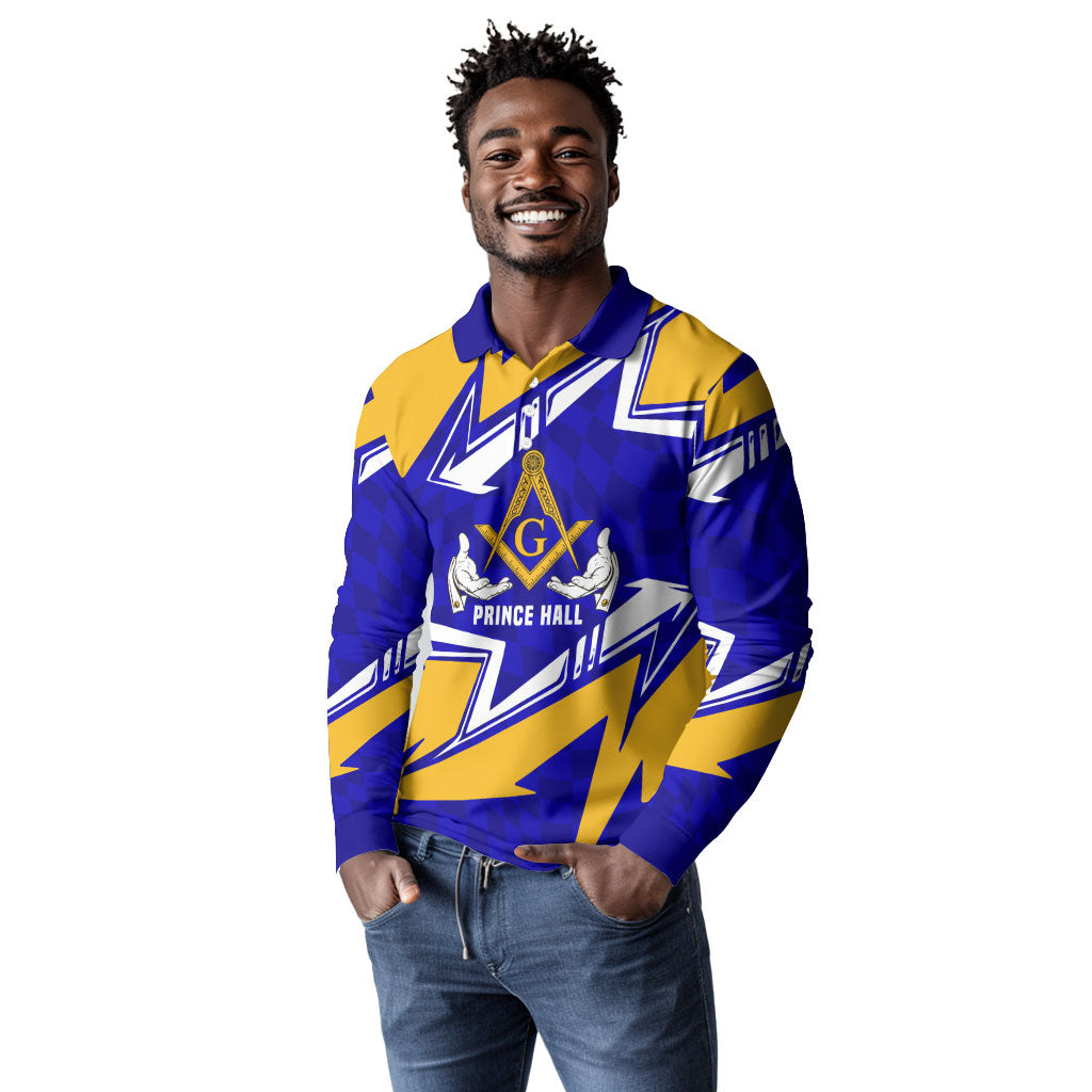 Prince Hall Freemasonry Long Sleeve Polo Shirt Square and Compasses Masonic Brothers