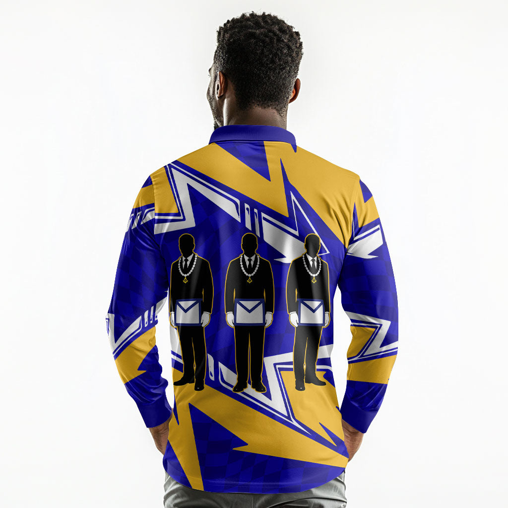 Prince Hall Freemasonry Long Sleeve Polo Shirt Square and Compasses Masonic Brothers