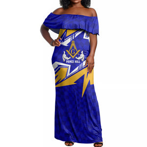 Prince Hall Freemasonry Off Shoulder Maxi Dress Square and Compasses Masonic Brothers