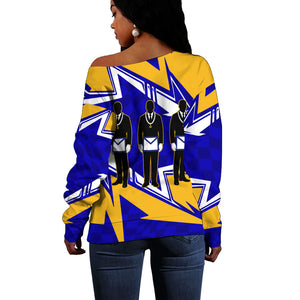 Prince Hall Freemasonry Off Shoulder Sweater Square and Compasses Masonic Brothers