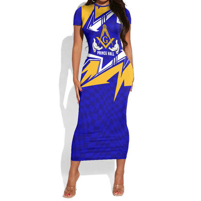 Prince Hall Freemasonry Short Sleeve Bodycon Dress Square and Compasses Masonic Brothers