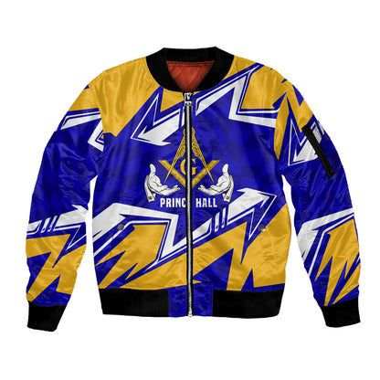 Prince Hall Freemasonry Sleeve Zip Bomber Jacket Square and Compasses Masonic Brothers