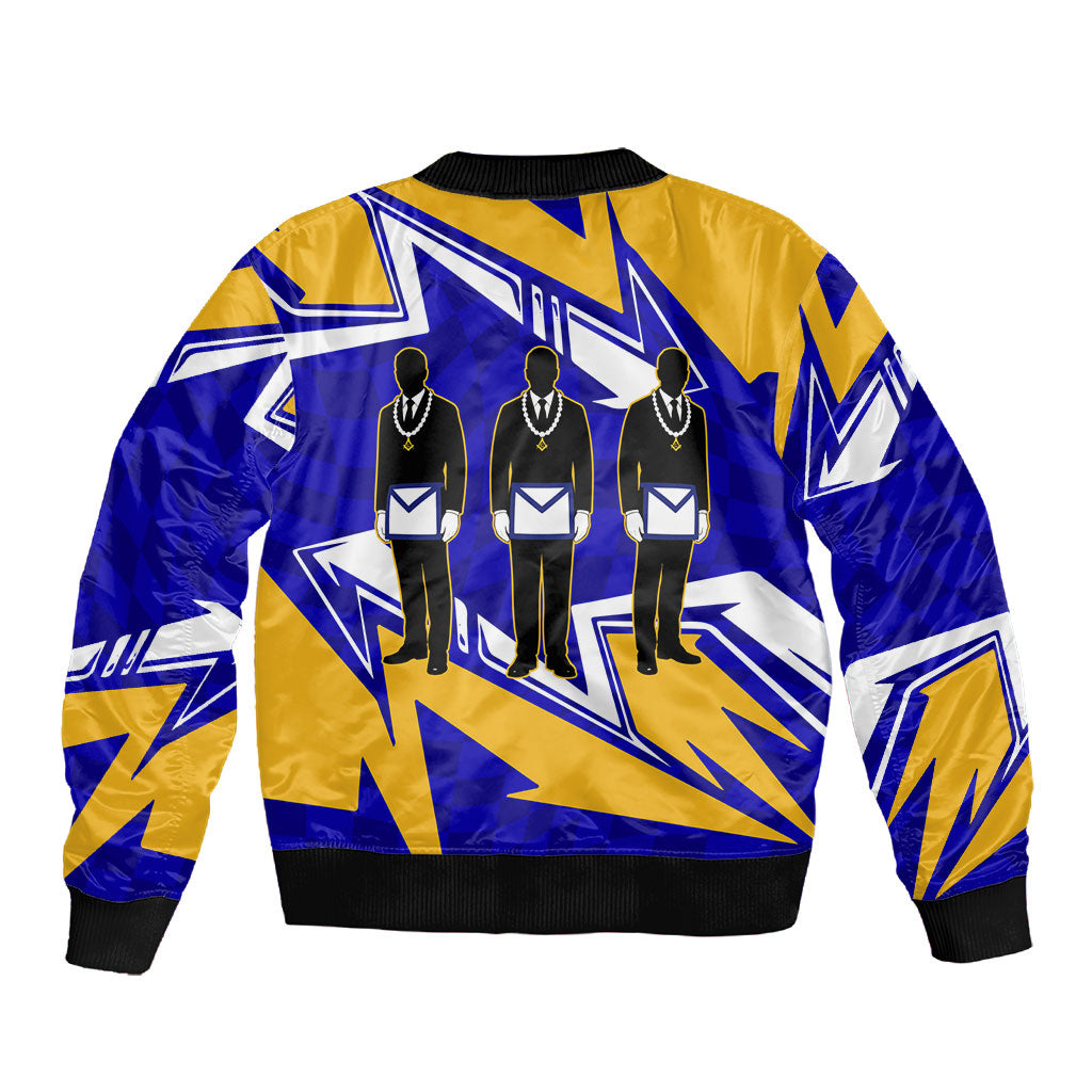 Prince Hall Freemasonry Sleeve Zip Bomber Jacket Square and Compasses Masonic Brothers