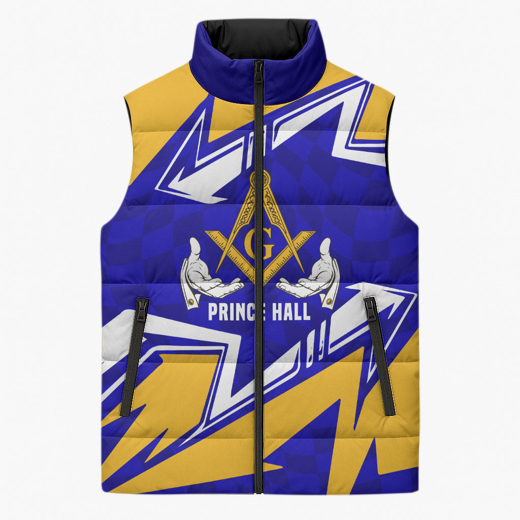 Prince Hall Freemasonry Sleeveless Puffer Jacket Square and Compasses Masonic Brothers