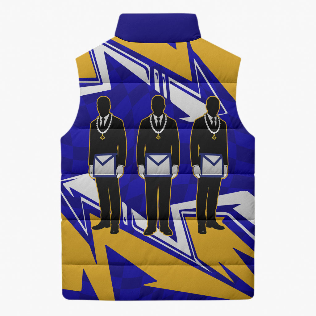 Prince Hall Freemasonry Sleeveless Puffer Jacket Square and Compasses Masonic Brothers