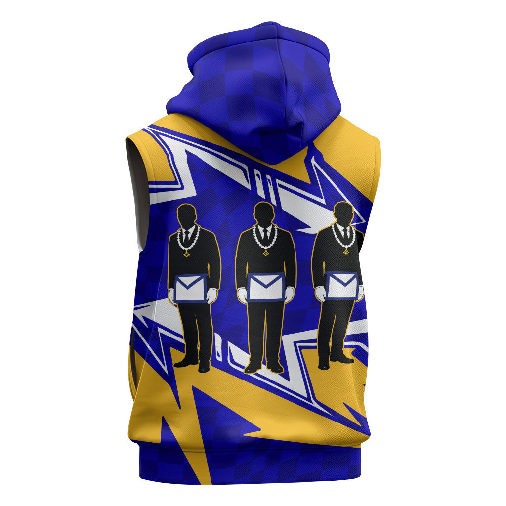 Prince Hall Freemasonry Sleeveless Zip Hoodie Square and Compasses Masonic Brothers