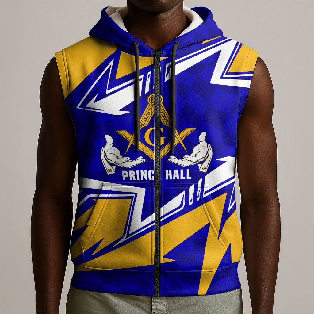 Prince Hall Freemasonry Sleeveless Zip Hoodie Square and Compasses Masonic Brothers