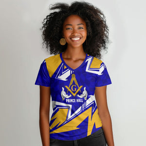 Prince Hall Freemasonry Women V-Neck T-Shirt Square and Compasses Masonic Brothers