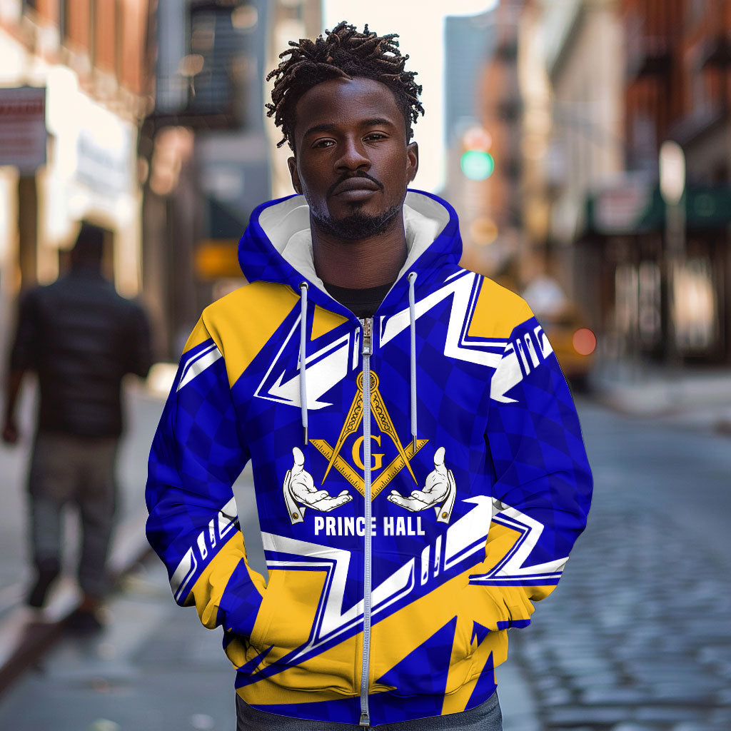 Prince Hall Freemasonry Zip Hoodie Square and Compasses Masonic Brothers