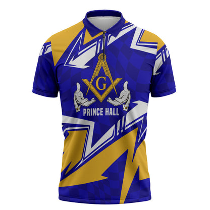 Prince Hall Freemasonry Zipper Polo Shirt Square and Compasses Masonic Brothers