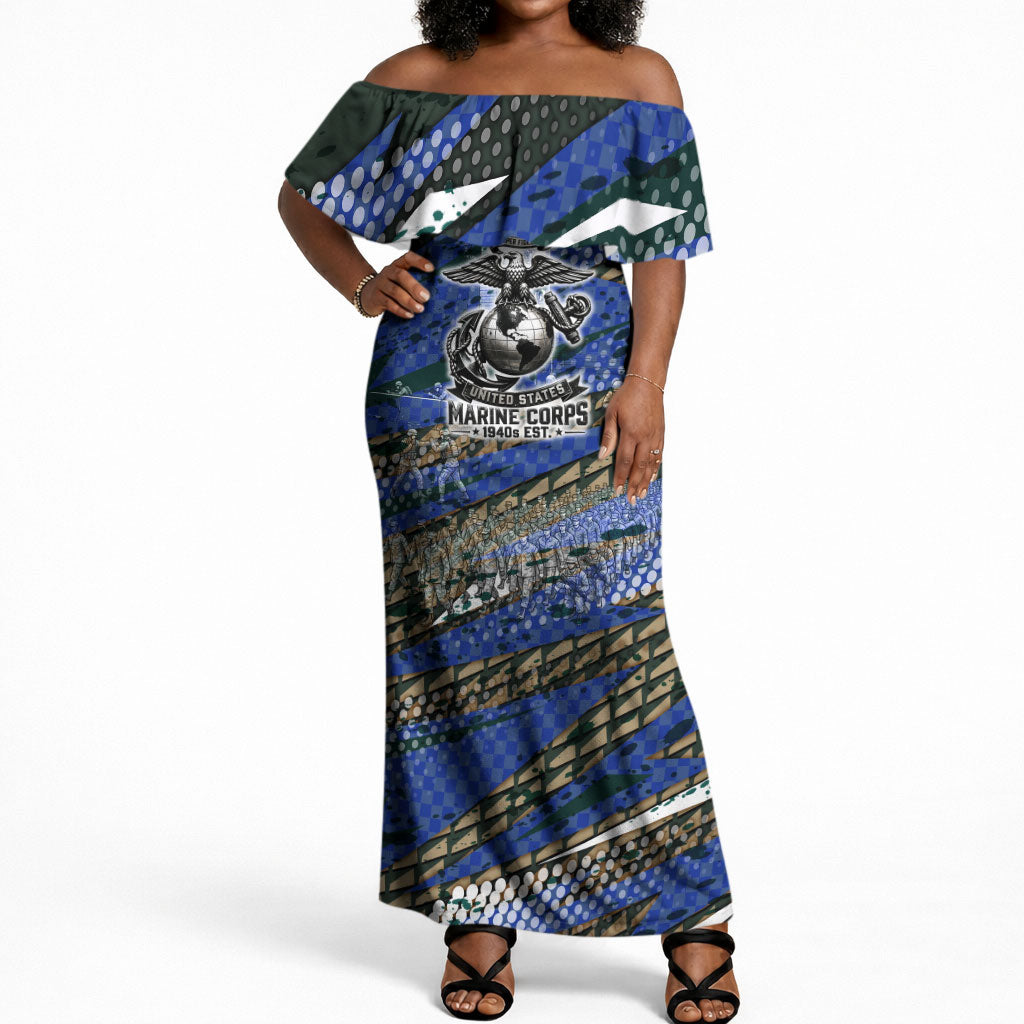 Montford Point Marines 1940s Est Off Shoulder Maxi Dress The Right To Fight 20000 Military Camouflage Art
