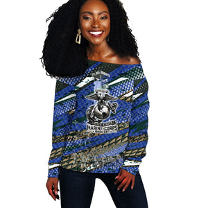 Montford Point Marines 1940s Est Off Shoulder Sweater The Right To Fight 20000 Military Camouflage Art