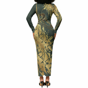 Montford Point Marines Overcoming Long Sleeve Bodycon Dress Military History Camouflage Art