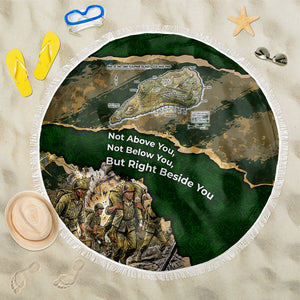 Montford Point Marines Not Above You Beach Blanket Iwo Jima Military Map Camouflage Vintage Art
